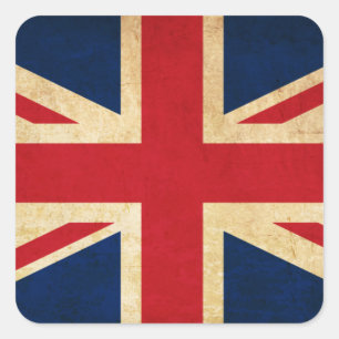 Old Grunge United Kingdom Flag Union Jack Vierkante Sticker