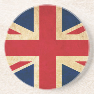 Old  Grunge United Kingdom Flag Union Jack Zandsteen Onderzetter