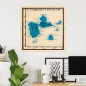 Old Guadeloupe Island Map (1844)  Gwadloup Poster (Thuiskantoor)