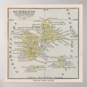Old Guadeloupe Island Map (1912)  Gwadloup Poster (Voorkant)