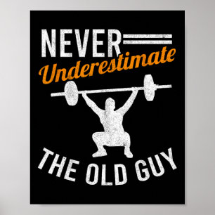 Old Guy Gewichtheffen Opa Gym Grootvader Lichaam Poster