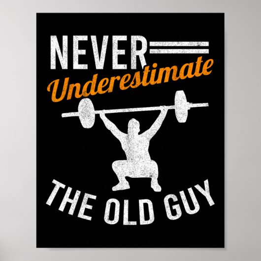 Old Guy Gewichtheffen Opa Gym Grootvader Lichaam Poster (Voorkant)