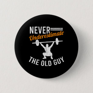 Old Guy Gewichtheffen Opa Gym Grootvader Lichaam Ronde Button 5,7 Cm