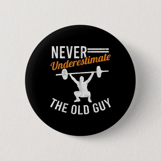 Old Guy Gewichtheffen Opa Gym Grootvader Lichaam Ronde Button 5,7 Cm (Voorkant)