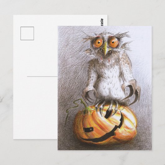 Old Halloween Dracula Owl Art Briefkaart (Voorkant / Achterkant)