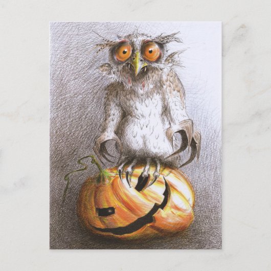 Old Halloween Dracula Owl Art Briefkaart (Voorkant)