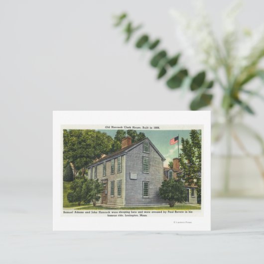 Old Hancock Clark House Uitzicht, Paul Revere Rode Briefkaart (Staand voorkant)