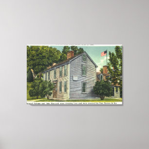 Old Hancock Clark House Uitzicht, Paul Revere Rode Canvas Afdruk