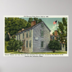 Old Hancock Clark House Uitzicht, Paul Revere Rode Poster