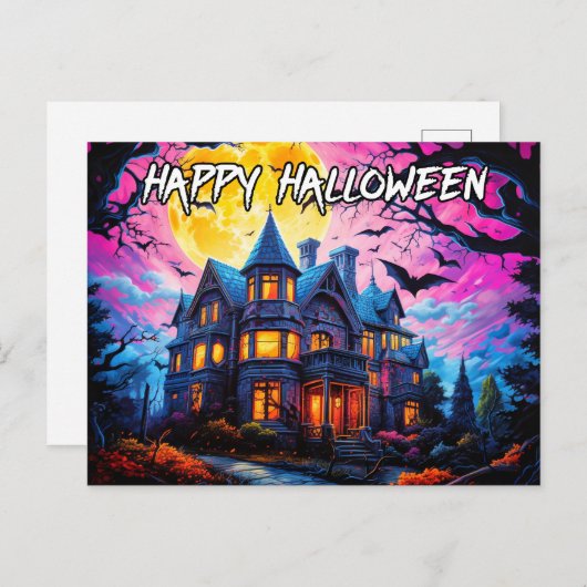 Old Haunted House | Happy Halloween Briefkaart (Voorkant / Achterkant)