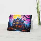 Old Haunted House | Happy Halloween Kaart (Voorkant)