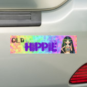 Old Hippie Cute 1960s Psychedelic Big Eye Girl Bumpersticker (Op auto)