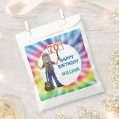 Old Hippie Hippy Tie Dye 70th Birthday Party Favo Bedankzakje (Geknipt)