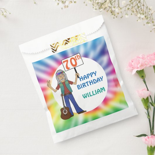 Old Hippie Hippy Tie Dye 70th Birthday Party Favo Bedankzakje (Gezegeld)