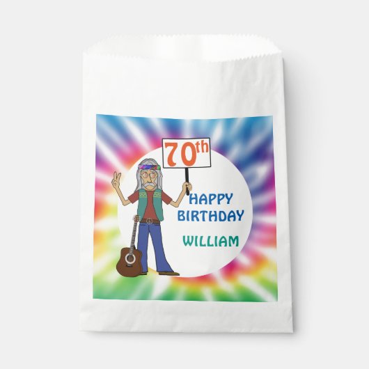 Old Hippie Hippy Tie Dye 70th Birthday Party Favo Bedankzakje (Voorkant)