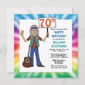 Old Hippie Hippy Tie Dye 70th Birthday Party Invit Kaart (Voorkant)