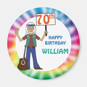 Old Hippie Hippy Tie Dye 70th Birthday Party Magneet