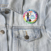 Old Hippie Hippy Tie Dye 70th Birthday Party Pinba Ronde Button 5,7 Cm (In situ)