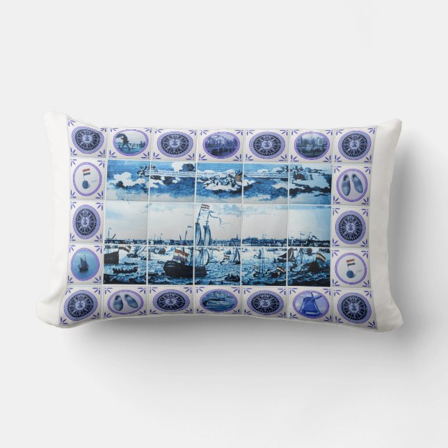Old Holland Delft Blue/Delftware Style Tile Mural Kussen (Voorkant)