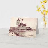 Old Holland Michigan Vuurtoren Verjaardag Kaart (Gele Bloem)