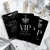 Old Hollywood B & W Chandelier Sweet 16 ID1108 Badge