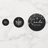 Old Hollywood B & W Chandelier Sweet 16 ID1108 Confetti (Achterkanten)