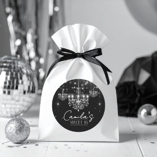 Old Hollywood B & W Chandelier Sweet 16 ID1108 Ronde Sticker