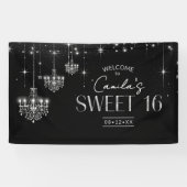 Old Hollywood B & W Chandelier Sweet 16 ID1108 Spandoek (Horizontaal)