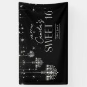 Old Hollywood B & W Chandelier Sweet 16 ID1108 Spandoek (Verticaal)