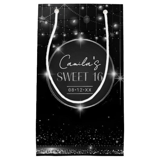 Old Hollywood B & W Sweet 16 ID1108 Kleine Gift Ba Klein Cadeauzakje (Voorkant)