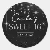 Old Hollywood B & W Sweet 16 ID1108 Ronde Sticker (Voorkant)