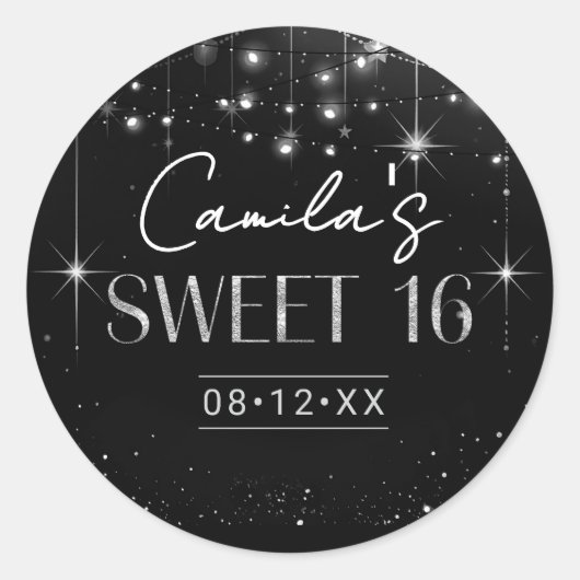 Old Hollywood B & W Sweet 16 ID1108 Ronde Sticker (Voorkant)