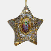 Old Hollywood Chic Elegant Monogram Keramisch Ornament (Rechts)