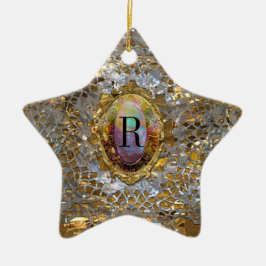 Old Hollywood Chic Elegant Monogram Keramisch Ornament