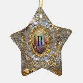 Old Hollywood Chic Elegant Monogram Keramisch Ornament (Links)