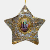 Old Hollywood Chic Elegant Monogram Keramisch Ornament (Achterkant)