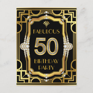 Old Hollywood Glam Art Deco 50ste verjaardagsfeest Kaart
