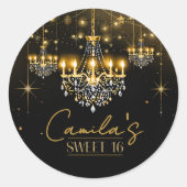 Old Hollywood Glam Chandelier Sweet 16 ID1108 Ronde Sticker (Voorkant)