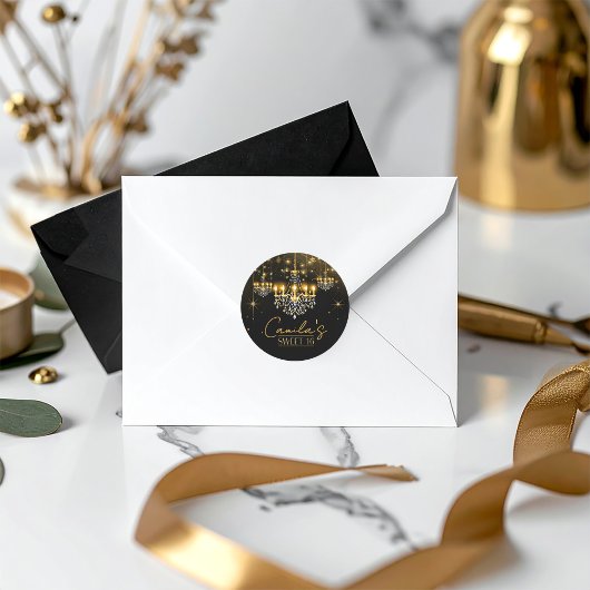 Old Hollywood Glam Chandelier Sweet 16 ID1108 Ronde Sticker