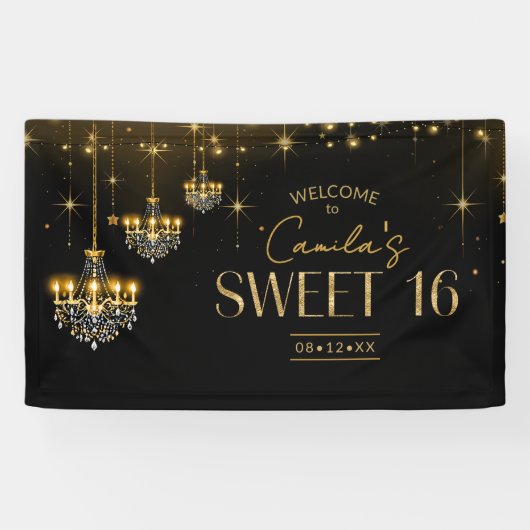 Old Hollywood Glam Chandelier Sweet 16 ID1108 Spandoek (Horizontaal)