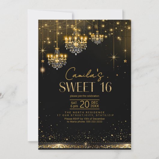 Old Hollywood Glam kroonluchters Sweet 16 ID1108 Kaart (Voorkant)