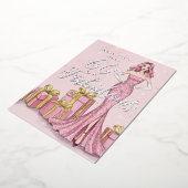 Old Hollywood Glam Pink Glitter Silver Birthday Folie Uitnodiging (Gedraaid)