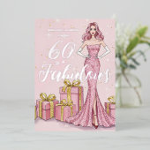 Old Hollywood Glam Pink Glitter Silver Birthday Folie Uitnodiging (Staand Voorkant)
