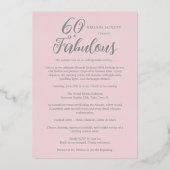 Old Hollywood Glam Pink Glitter Silver Birthday Folie Uitnodiging (Achterkant)