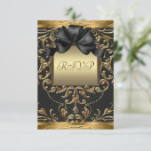 Old Hollywood Glamour Art Deco Verjaardagsfeest RS RSVP Kaartje (Staand voorkant)