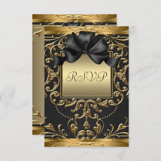 Old Hollywood Glamour Art Deco Verjaardagsfeest RS RSVP Kaartje (Voorkant / Achterkant)