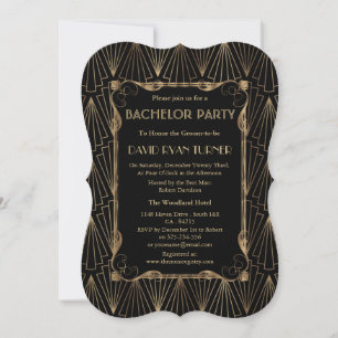Old Hollywood Gold Great Gatsby Bachelor Party Kaart
