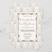 Old Hollywood Great Gatsby White Wedding Invite Kaart (Voorkant / Achterkant)