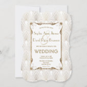 Old Hollywood Great Gatsby White Wedding Invite Kaart (Voorkant)