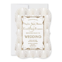 Old Hollywood Great Gatsby White Wedding Invite